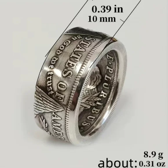 Mens United States of America Silver Ring - Picture 3 of 5